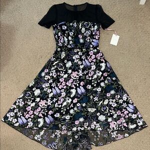 Alex Marie Black Floral Midi Dress